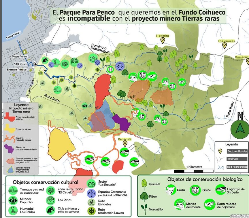 Mapa que mostra a riqueza da bacia do rio Penco